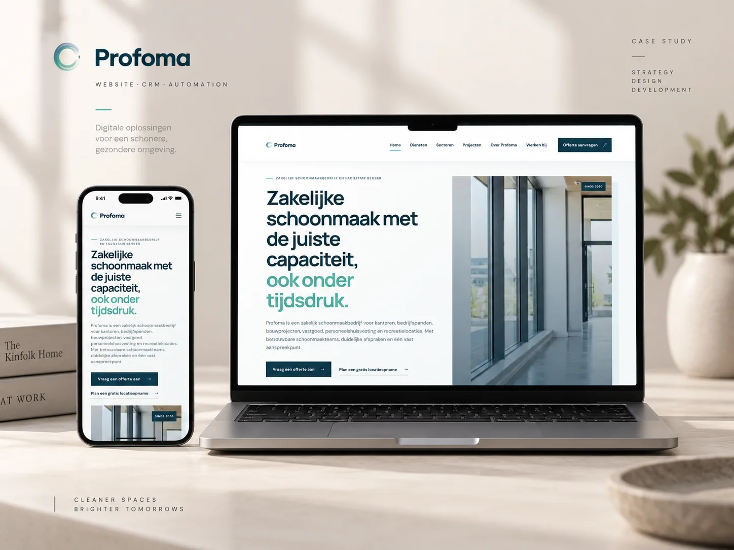 Profoma website en commerciële infrastructuur — responsive projectpresentatie