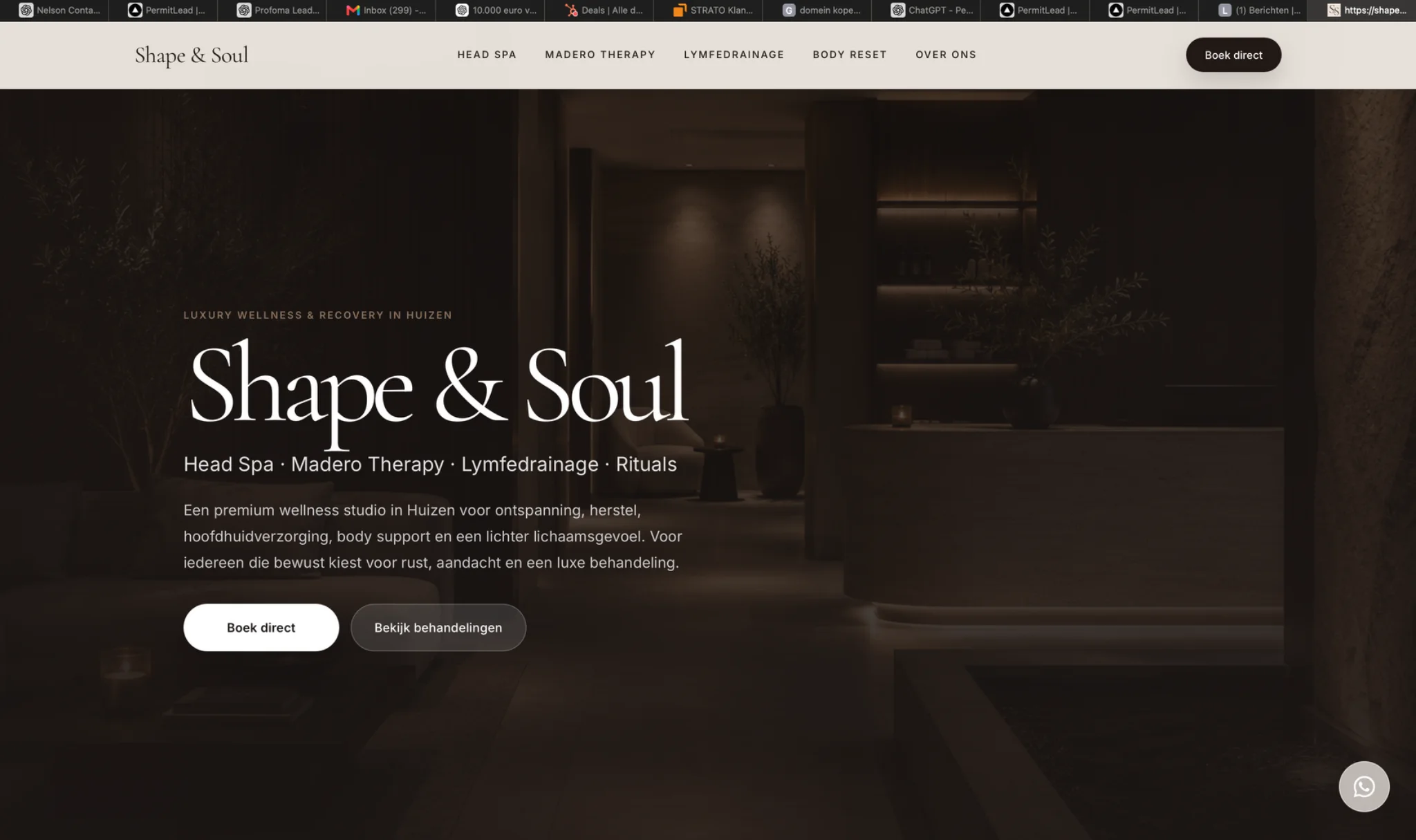 Shape & Soul live website met premium wellness-aanbod en boekingsroute