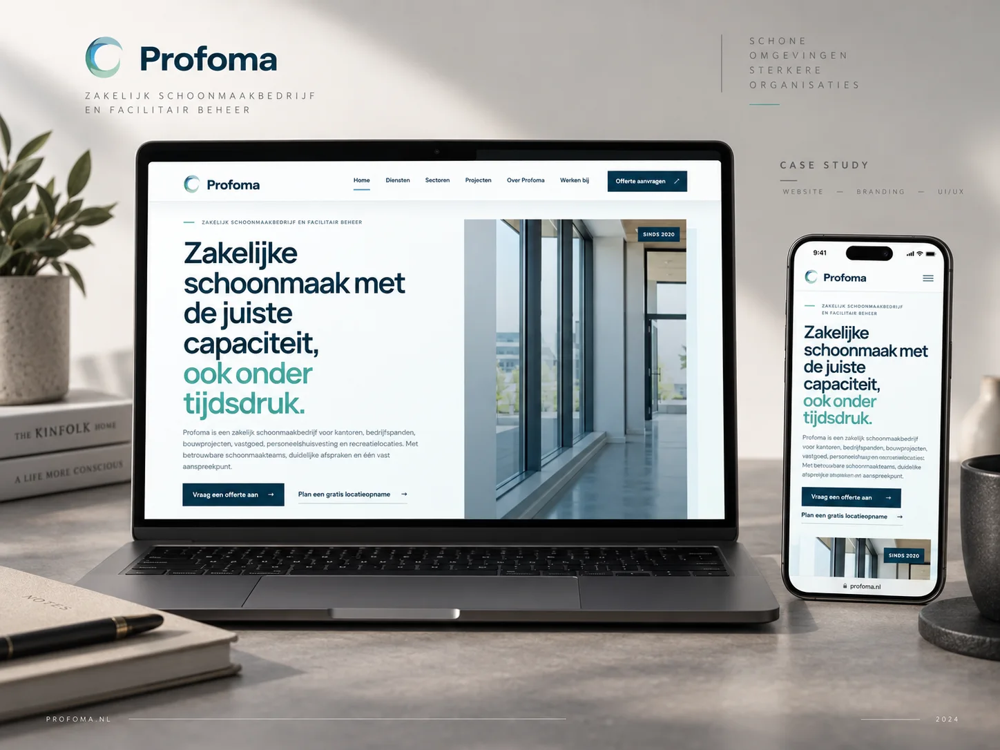 Profoma website case detail met responsive B2B pagina-opbouw